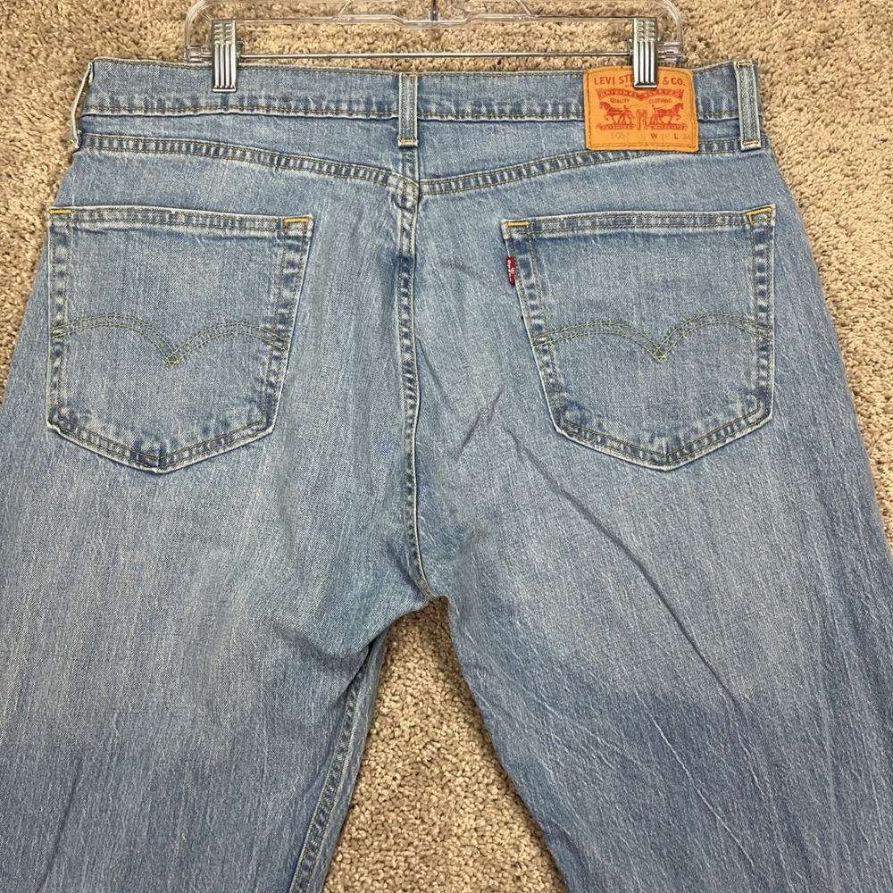 Levi Strauss 505 Jeans Mens W36 L34 Light Wash Straight Fit Denim Pants - Picture 7 of 14